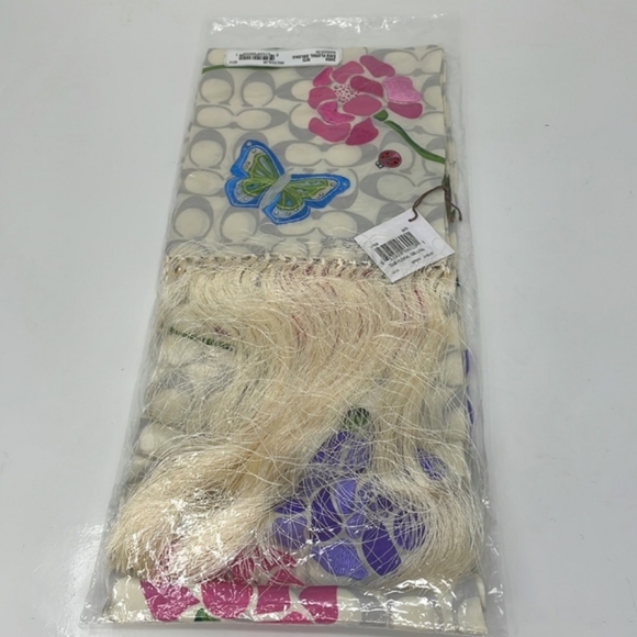 Coach Scarf Silk Signature Embroidered Floral Oblong MSRP $198-NWT - Picture 6 of 7